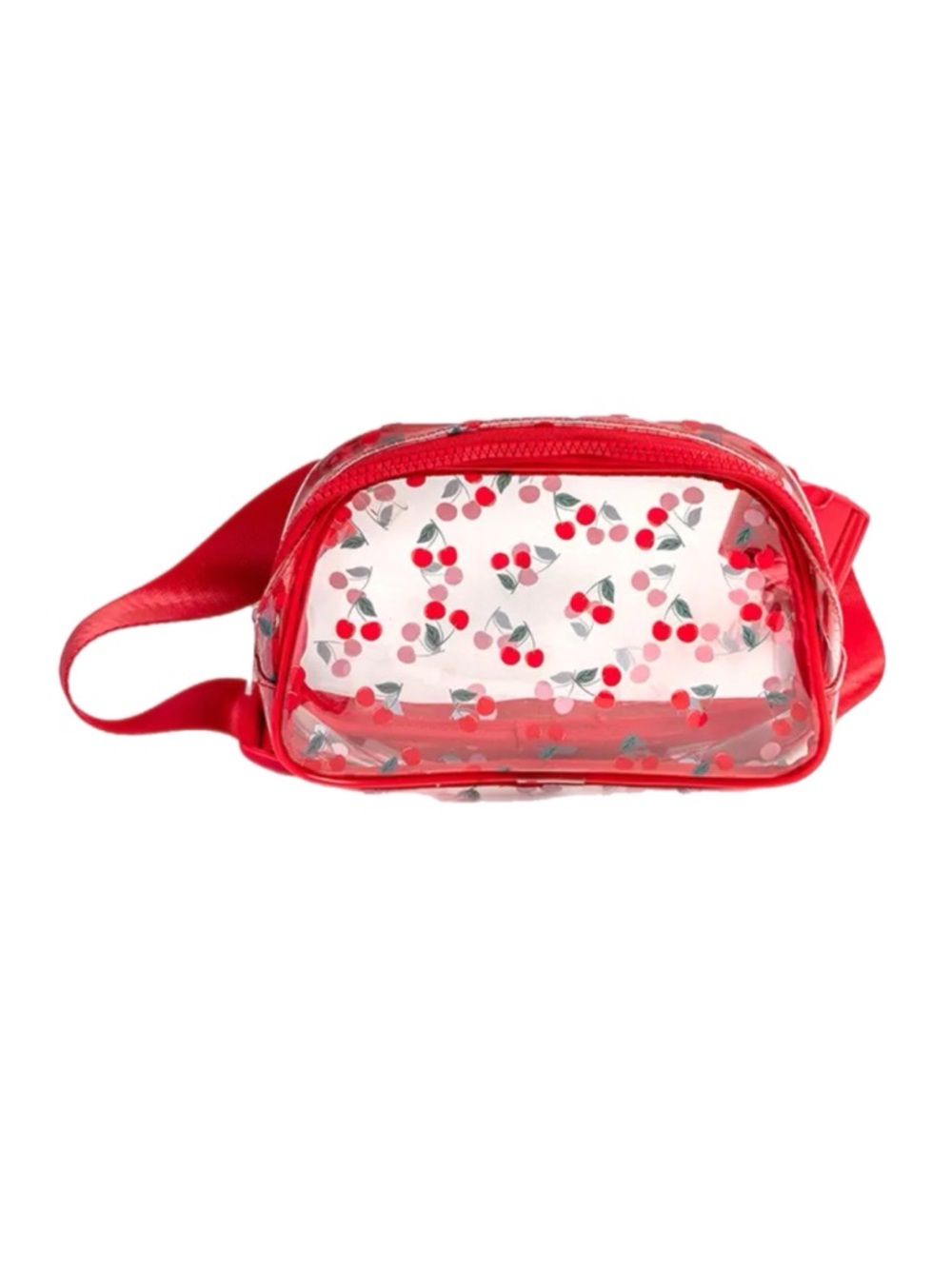 Clear Cherry Print Red Belt Bag Crossbody